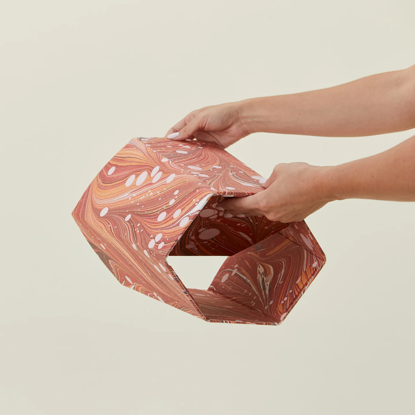 Marbleized Scalloped Wastebasket - Red Marble - Image 3