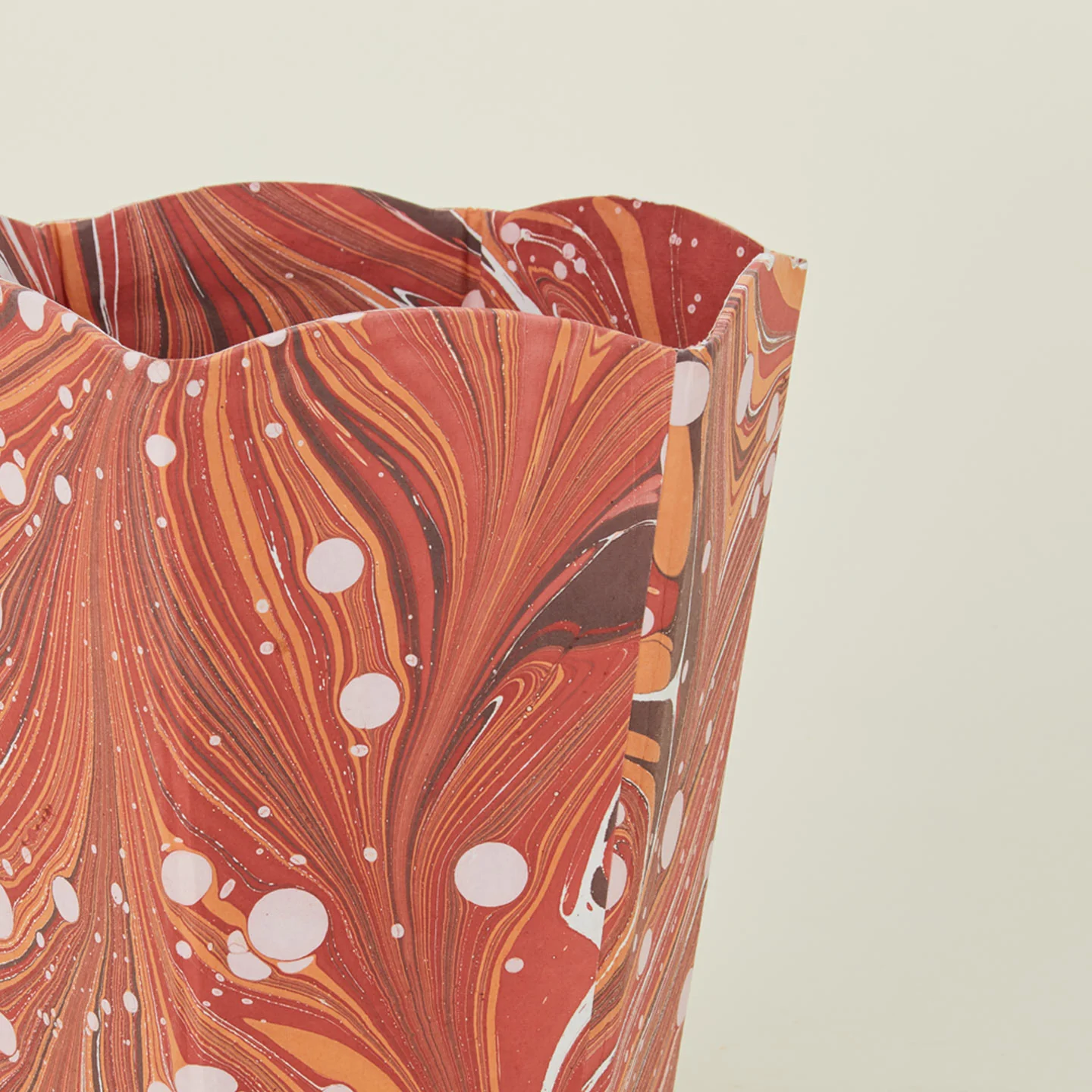 Marbleized Scalloped Wastebasket - Red Marble - Image 4