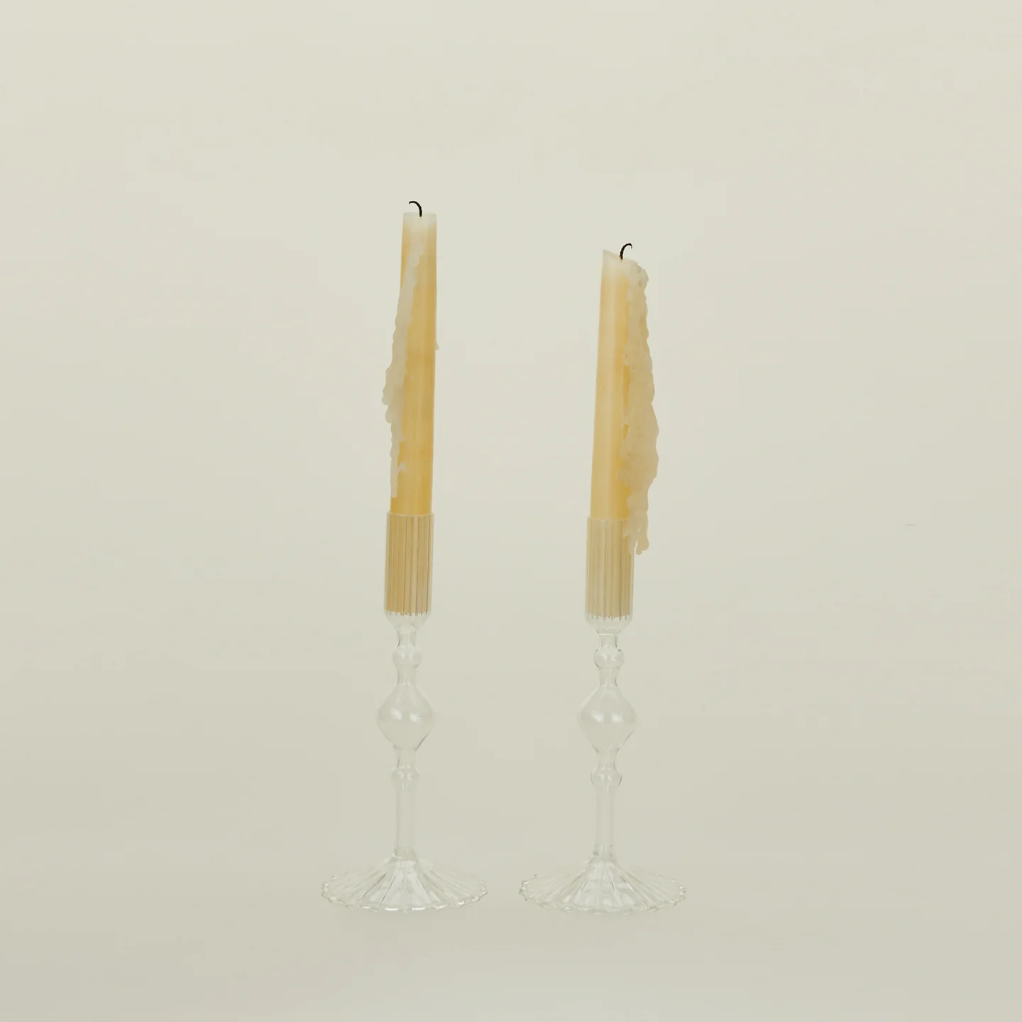 Pleated Candle Holder, Set of 2 - Clear - Image 2