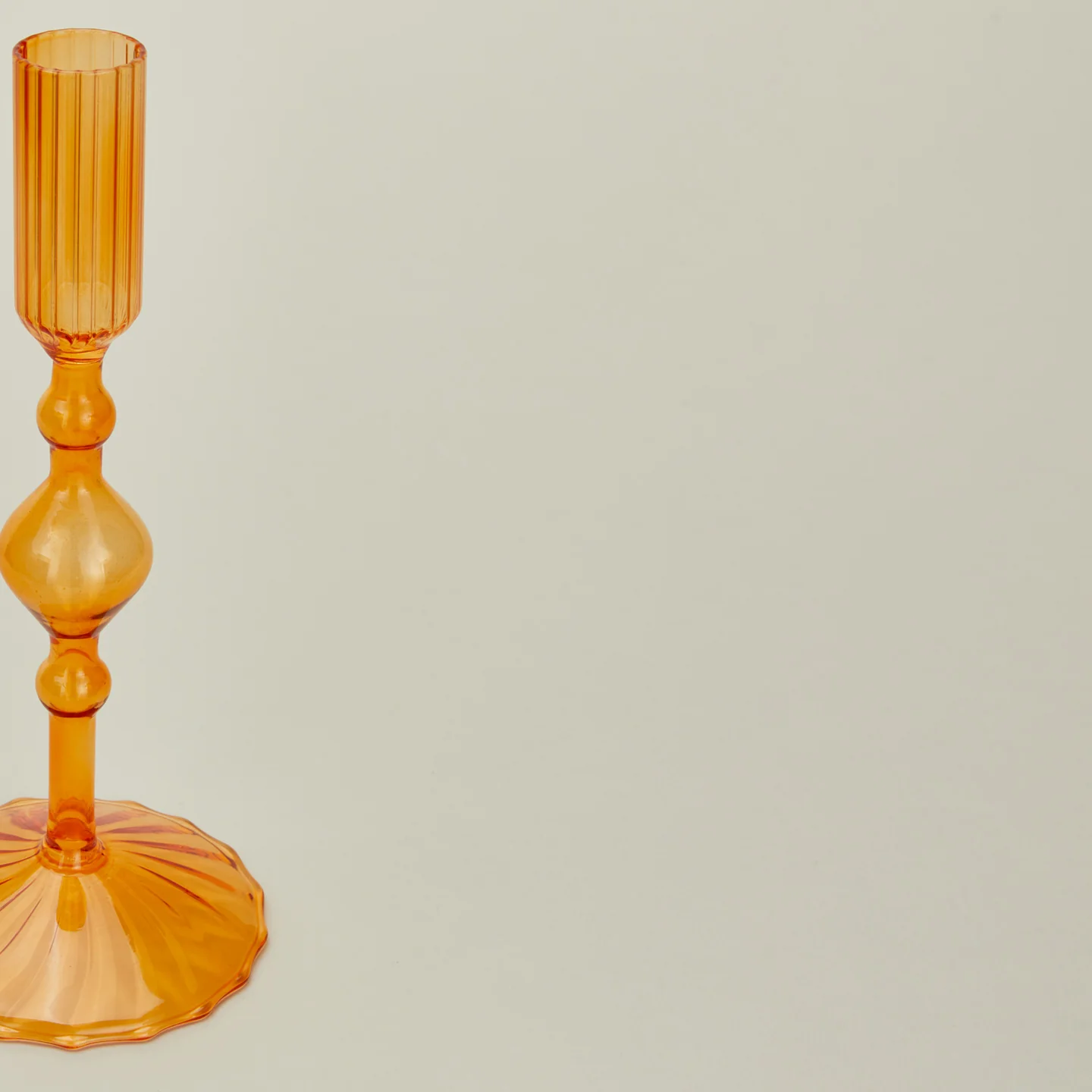 Pleated Candle Holder, Set of 2 - Orange - Image 3