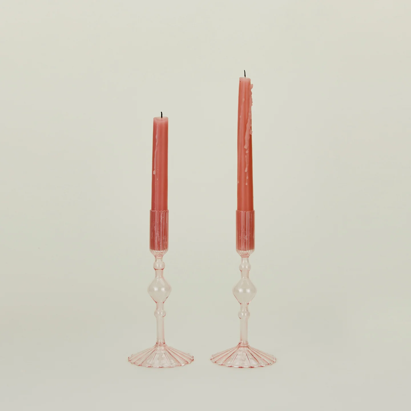 Pleated Candle Holder, Set of 2 - Pink - Image 2
