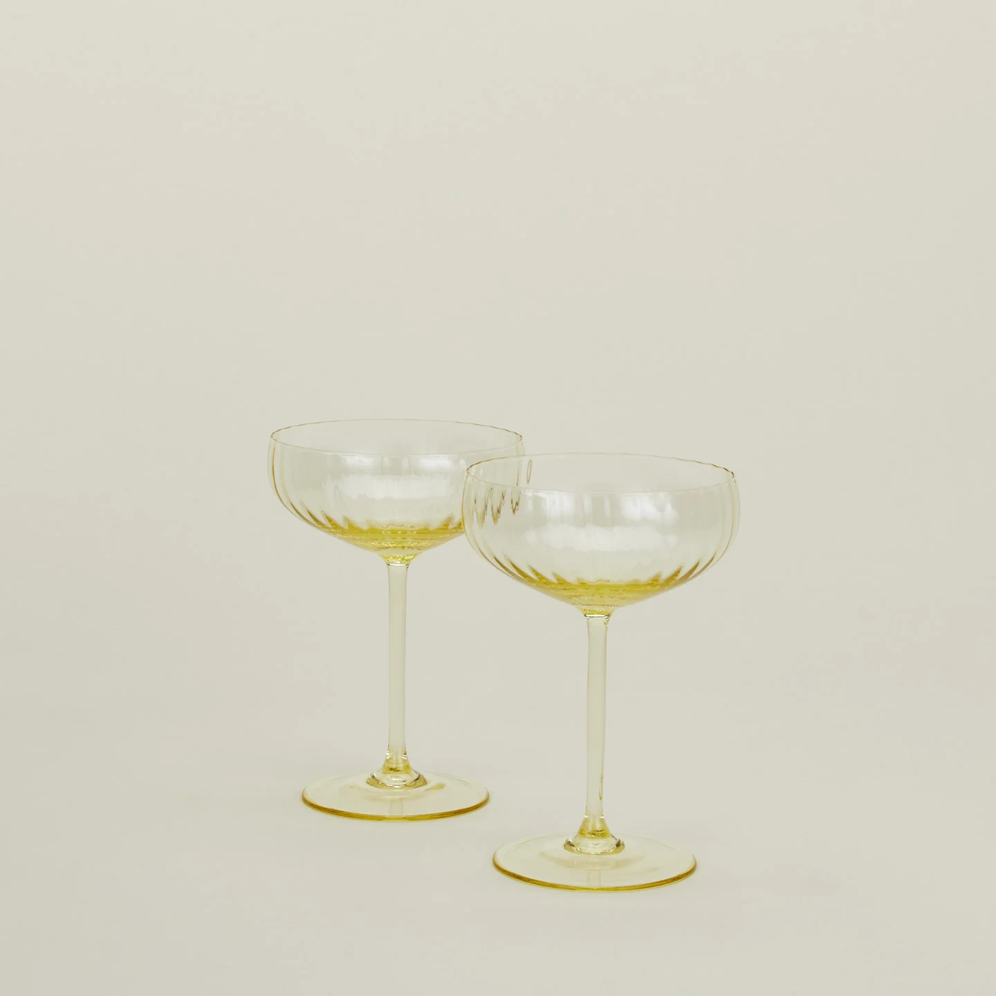 Ribbed Cocktail Coupe, Set of 2 - Amber