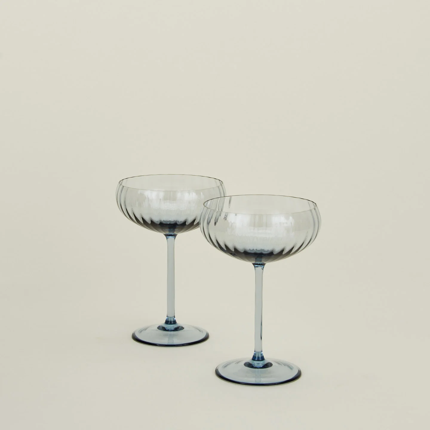 Ribbed Cocktail Coupe, Set of 2 - Blue