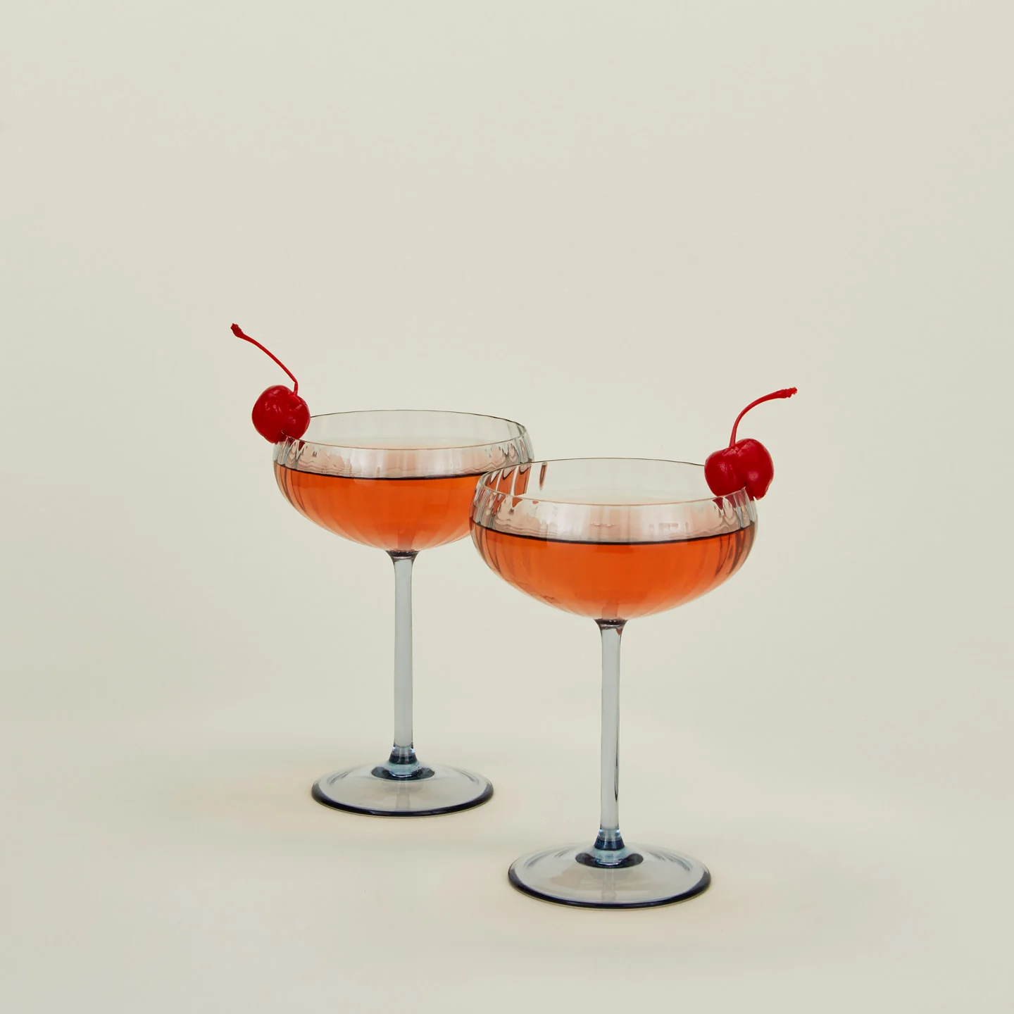 Ribbed Cocktail Coupe, Set of 2 - Blue - Image 2