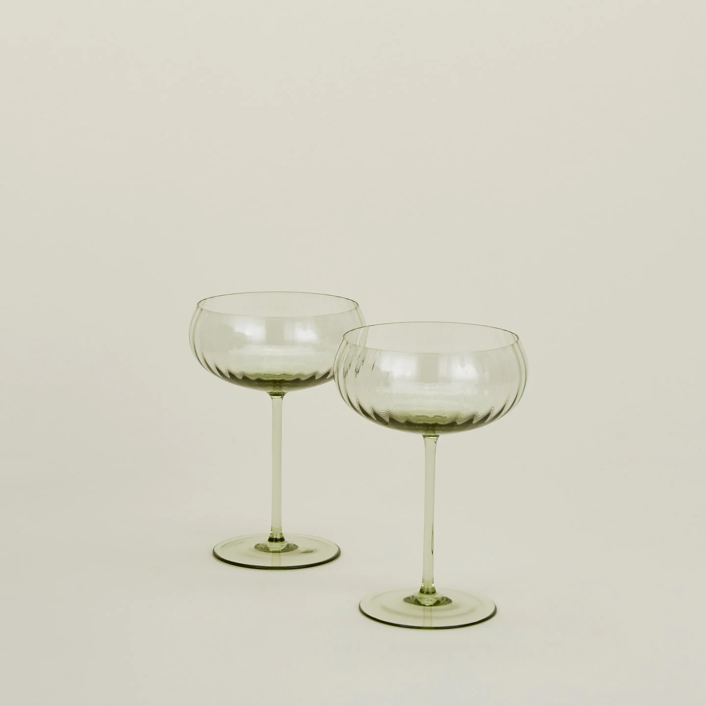 Ribbed Cocktail Coupe, Set of 2 - Olive