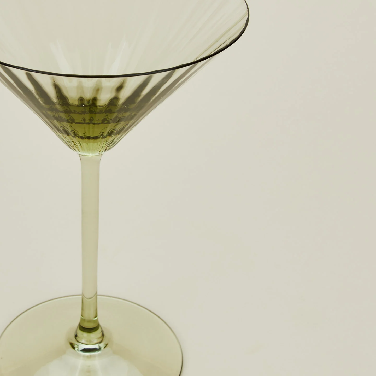 Ribbed Martini Glass, Set of 2 - Olive - Image 3