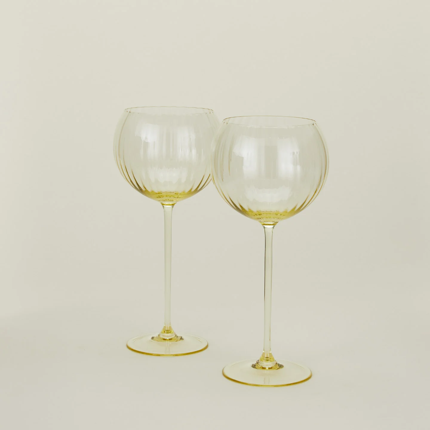 Ribbed Red Wine Glass, Set of 2 - Amber