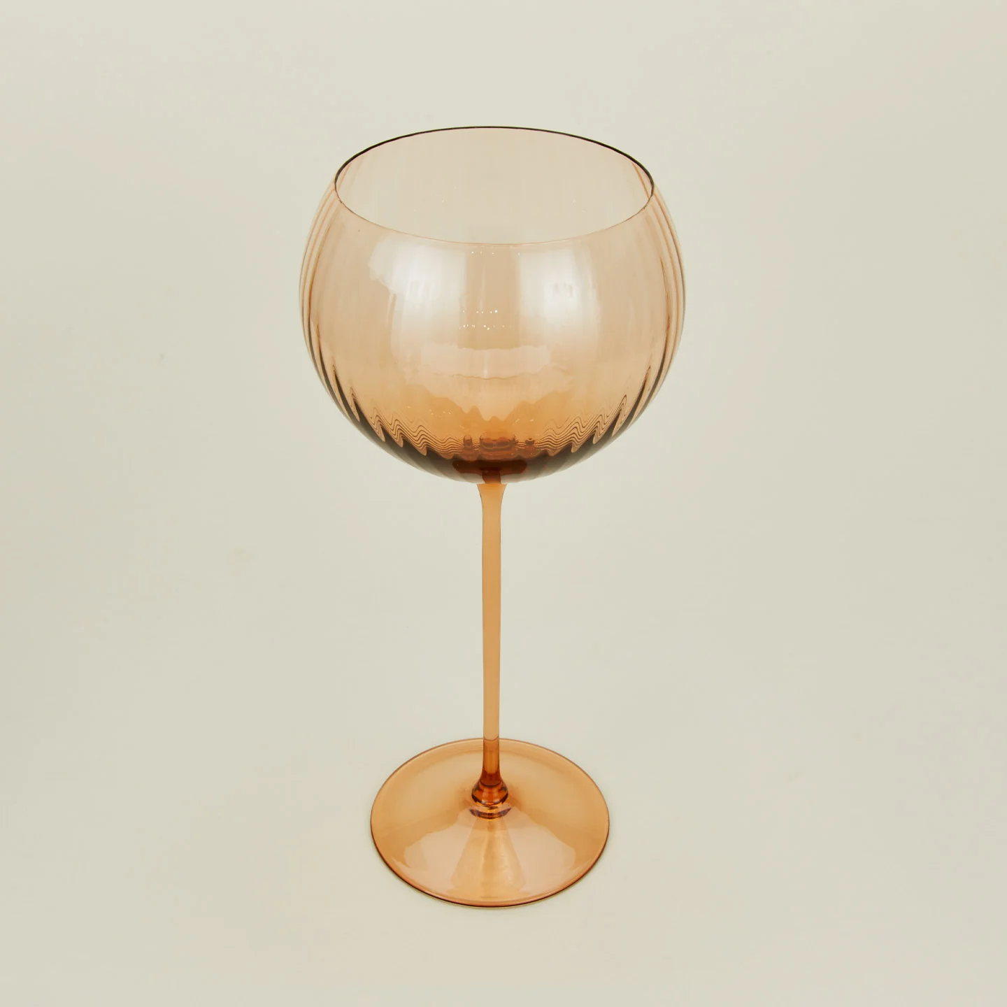 Ribbed Red Wine Glass, Set of 2 - Brown - Image 4