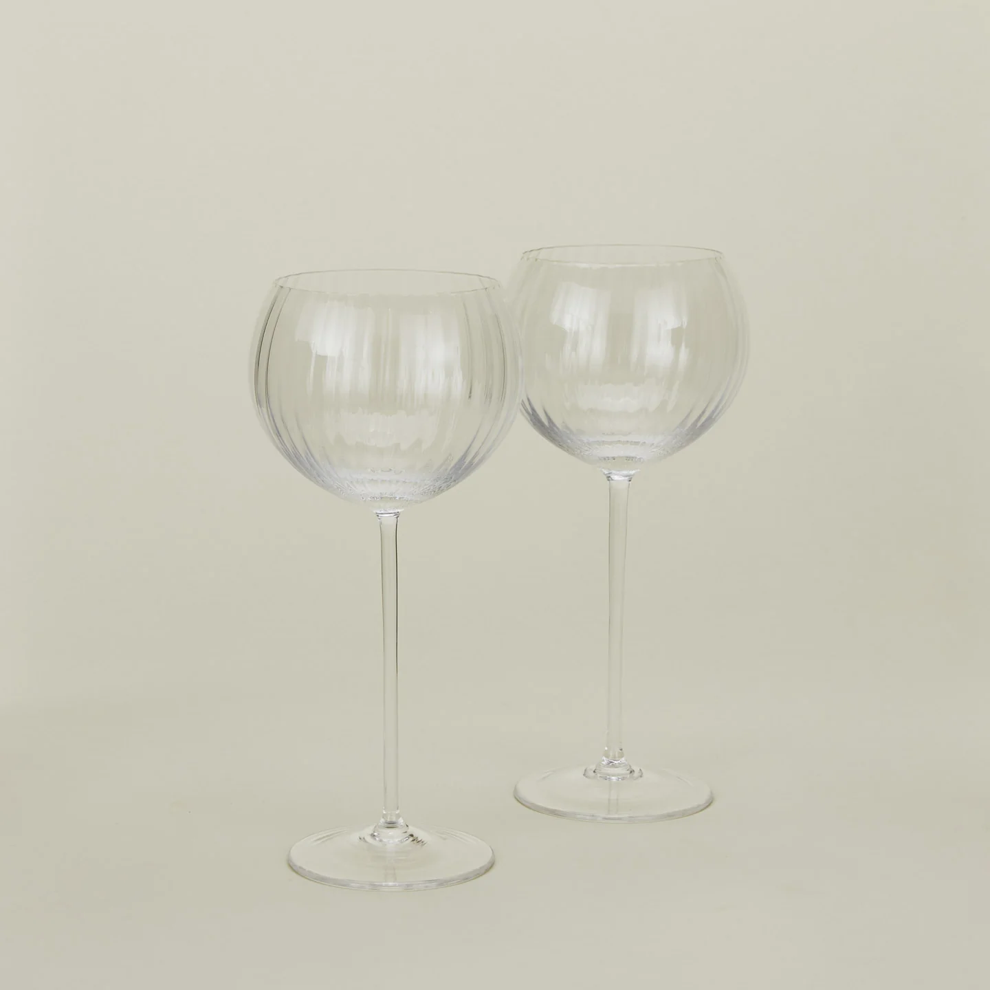 Ribbed Red Wine Glass, Set of 2 - Clear