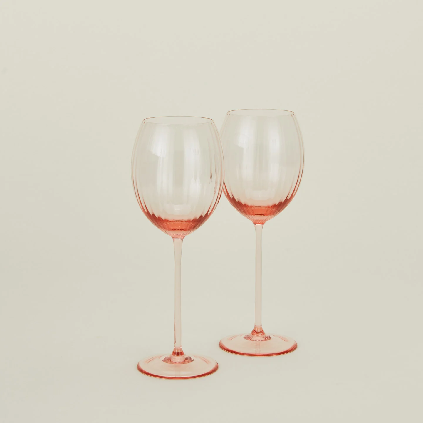 Ribbed White Wine Glass, Set of 2 - Blush