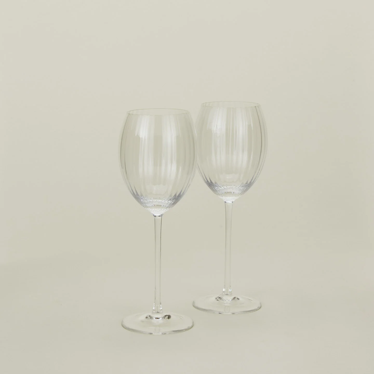 Ribbed White Wine Glass, Set of 2 - Clear