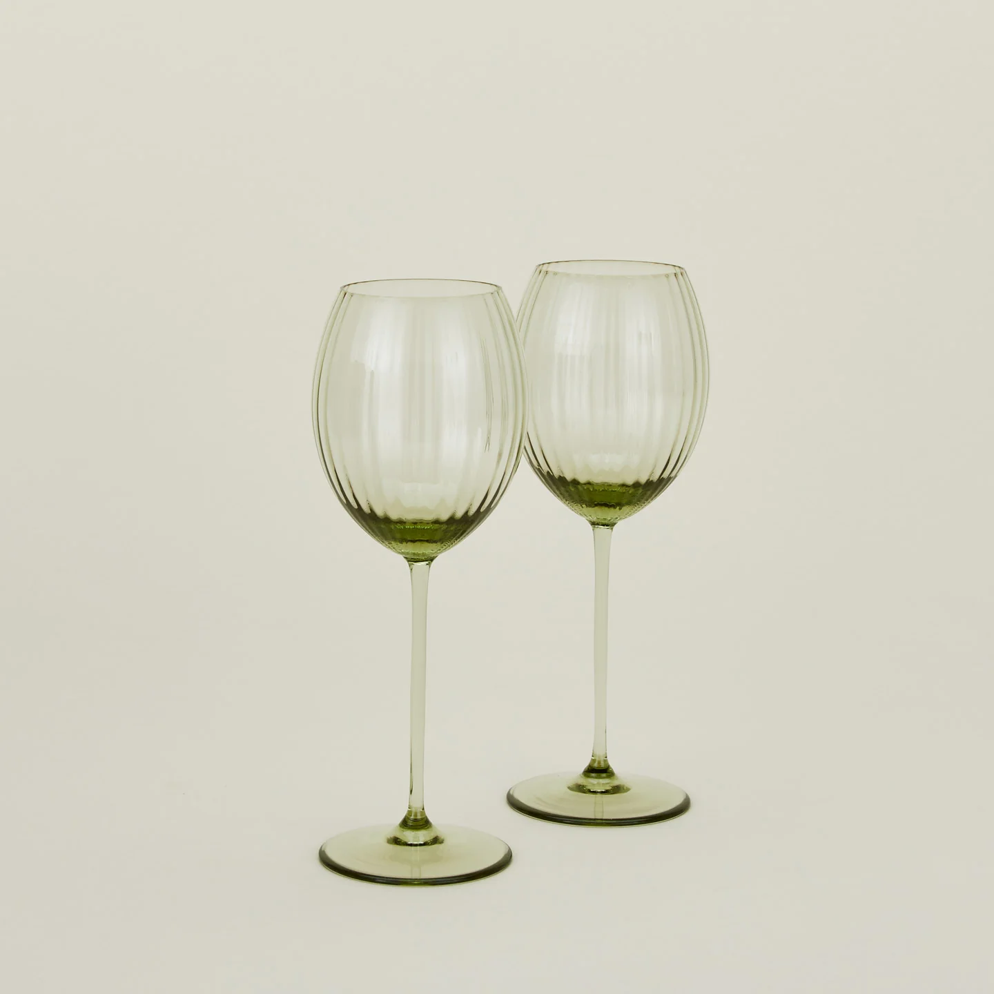 Ribbed White Wine Glass, Set of 2 - Olive