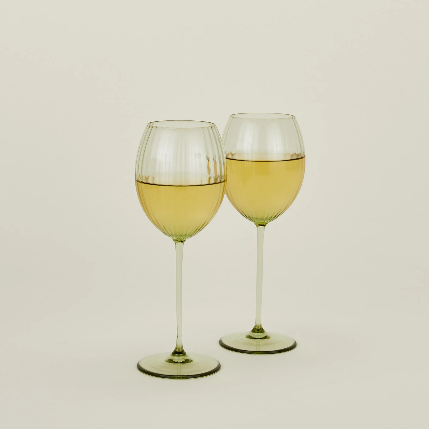 Ribbed White Wine Glass, Set of 2 - Olive - Image 2