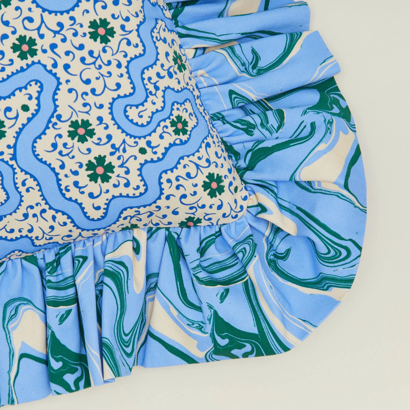 Ruffled Floral Cushion - Cornflower - Image 2