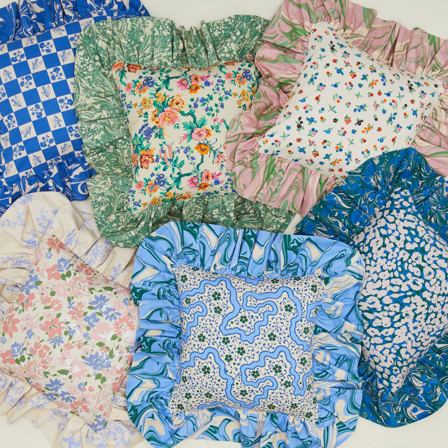 Ruffled Floral Cushion - Cornflower - Image 3