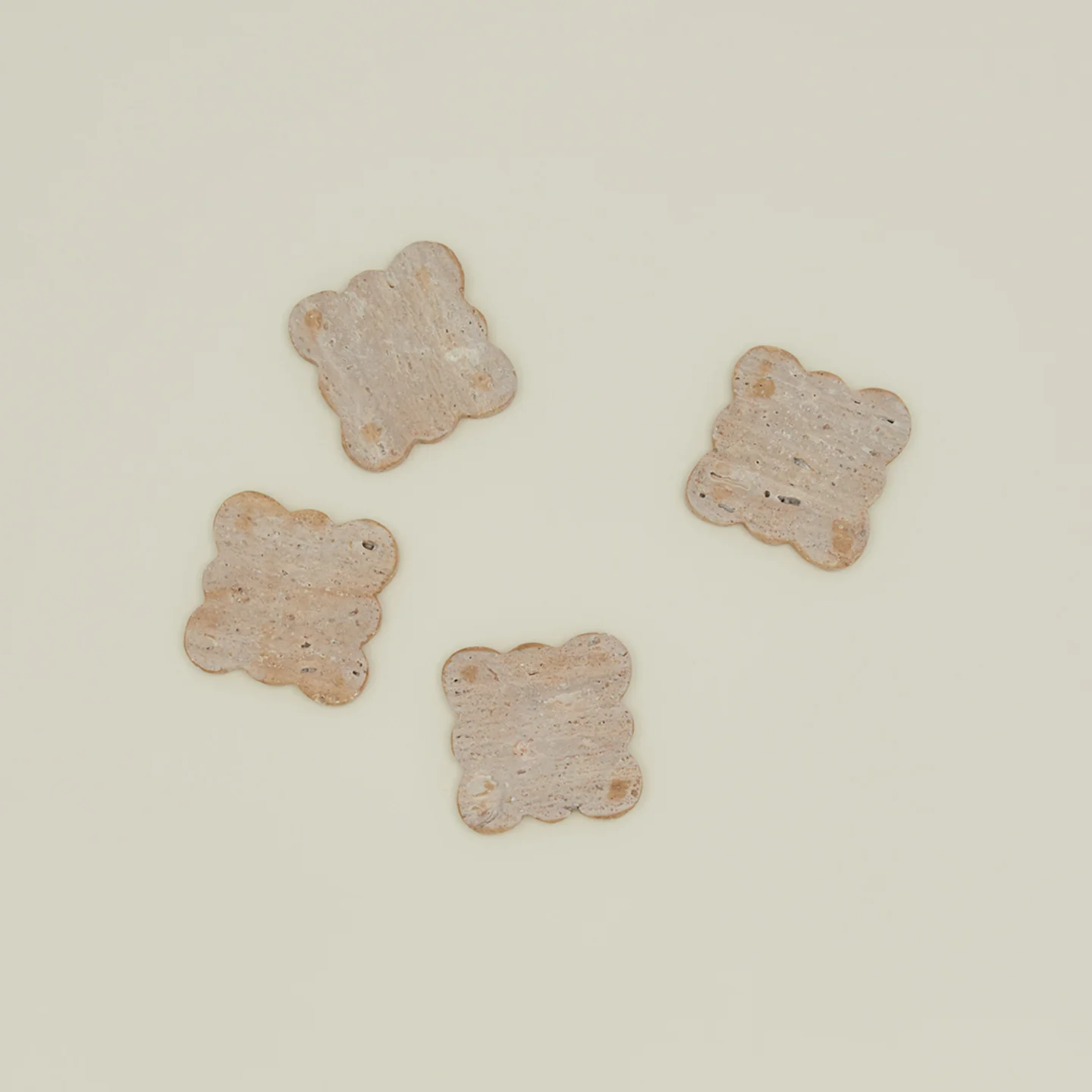 Scalloped Edge Travertine Coasters, Set of 4