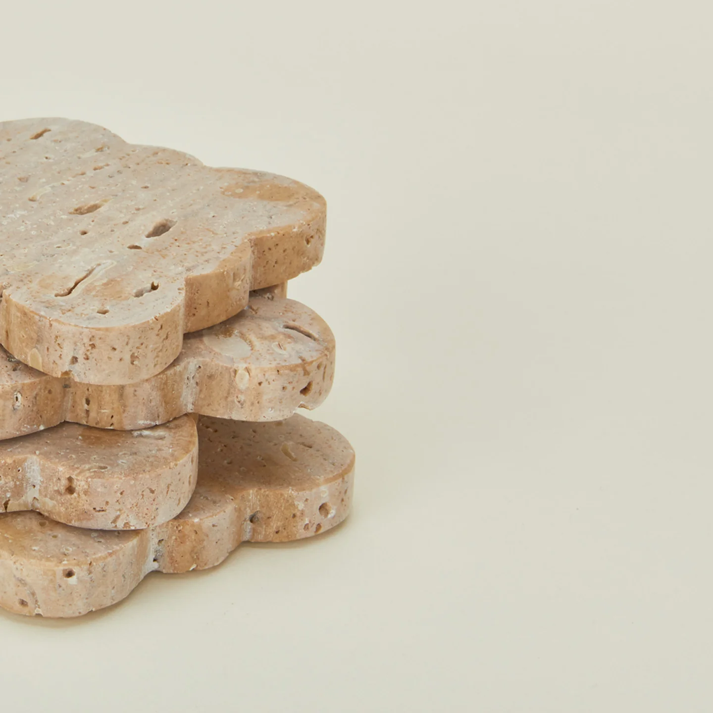 Scalloped Edge Travertine Coasters, Set of 4 - Image 5