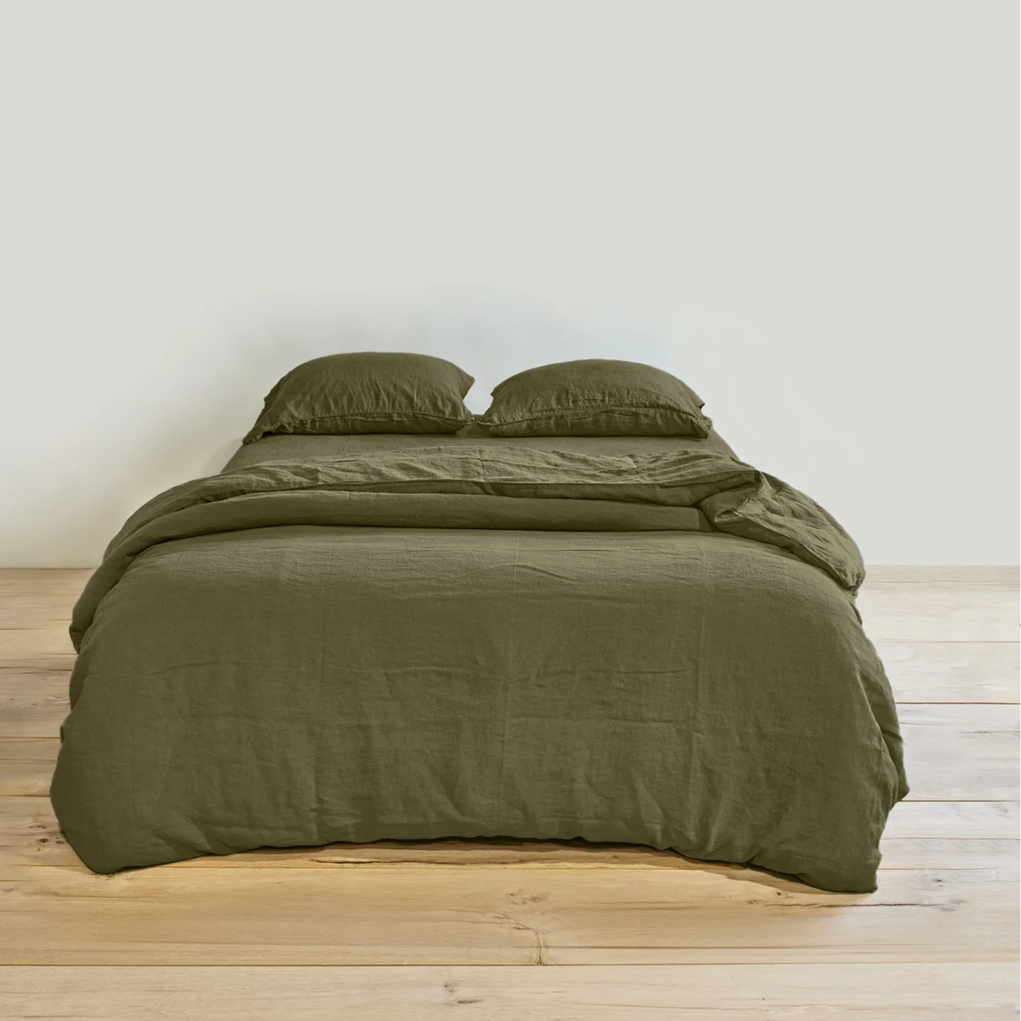 Simple Linen Duvet - Olive - Image 2
