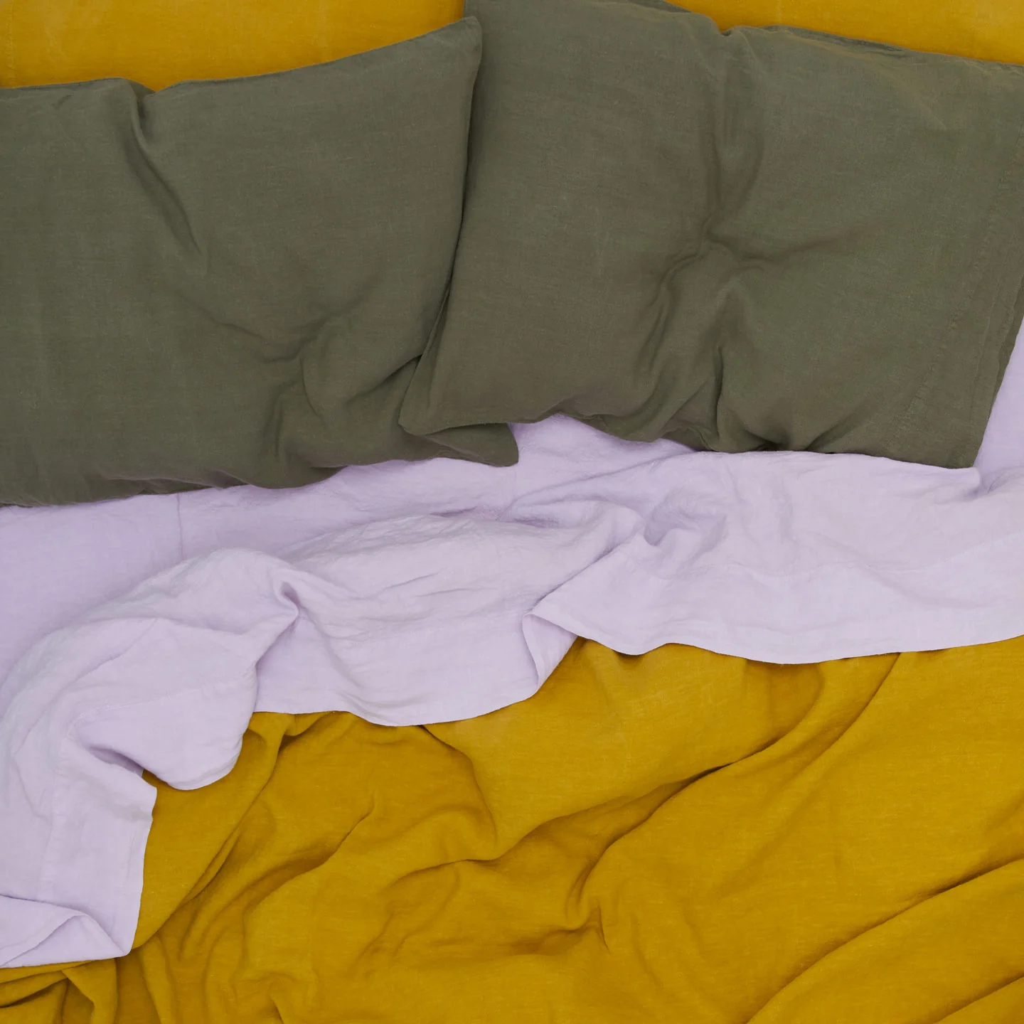 Simple Linen Fitted Sheet - Mustard - Image 3
