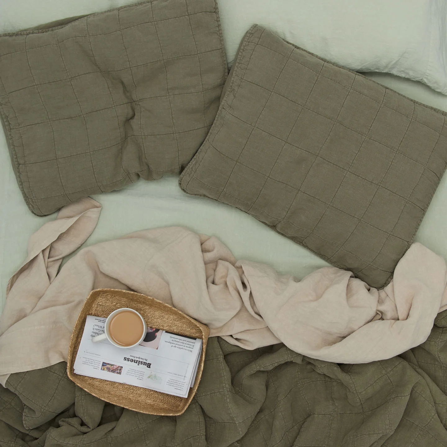 Simple Linen Fitted Sheet - Sage - Image 6