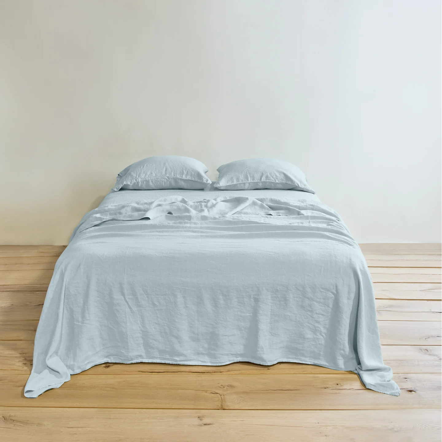 Simple Linen Fitted Sheet - Sky - Image 2