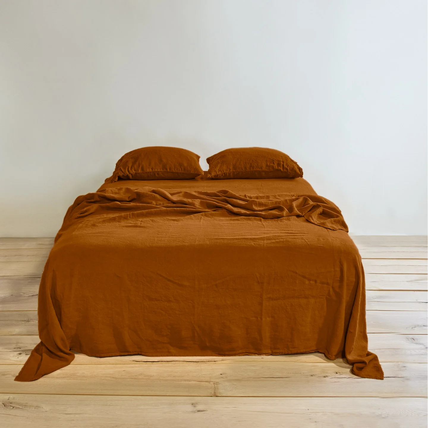 Simple Linen Fitted Sheet - Terracotta - Image 2