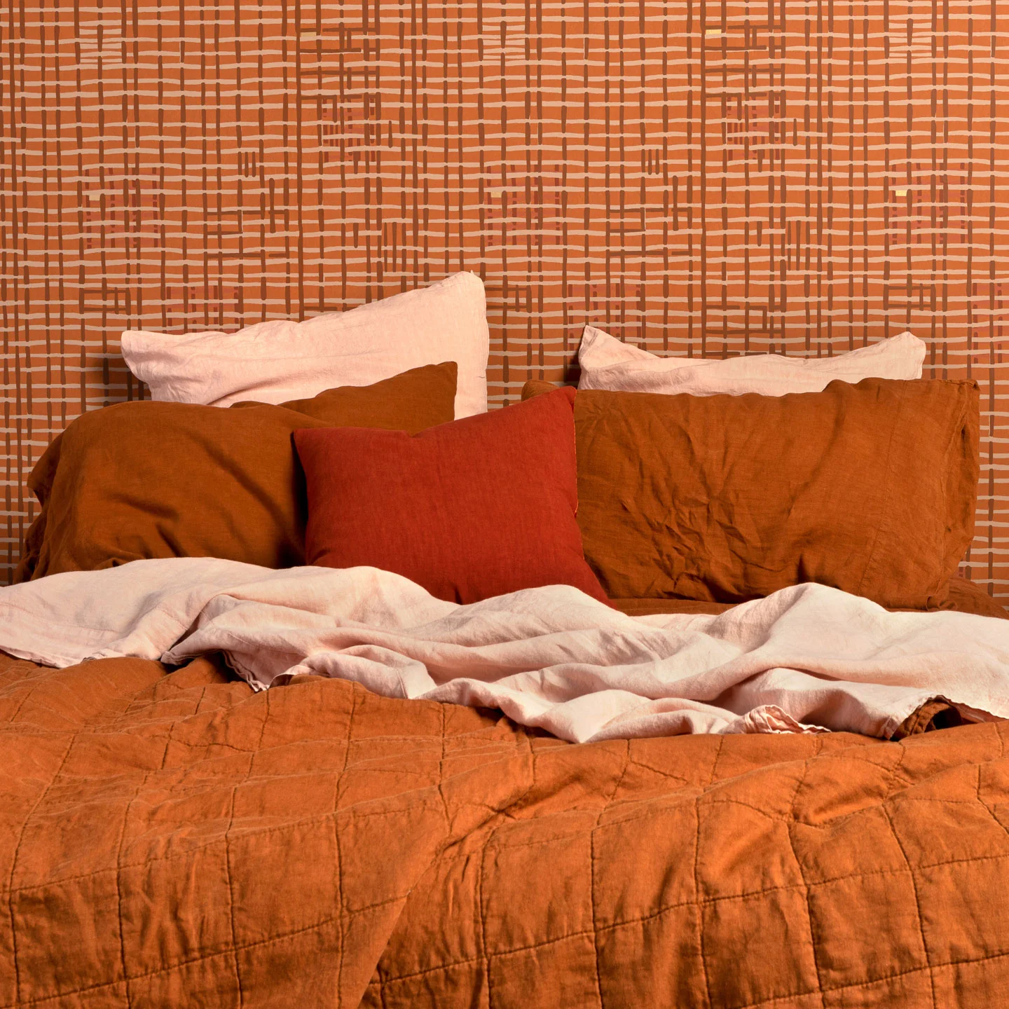 Simple Linen Fitted Sheet - Terracotta - Image 5