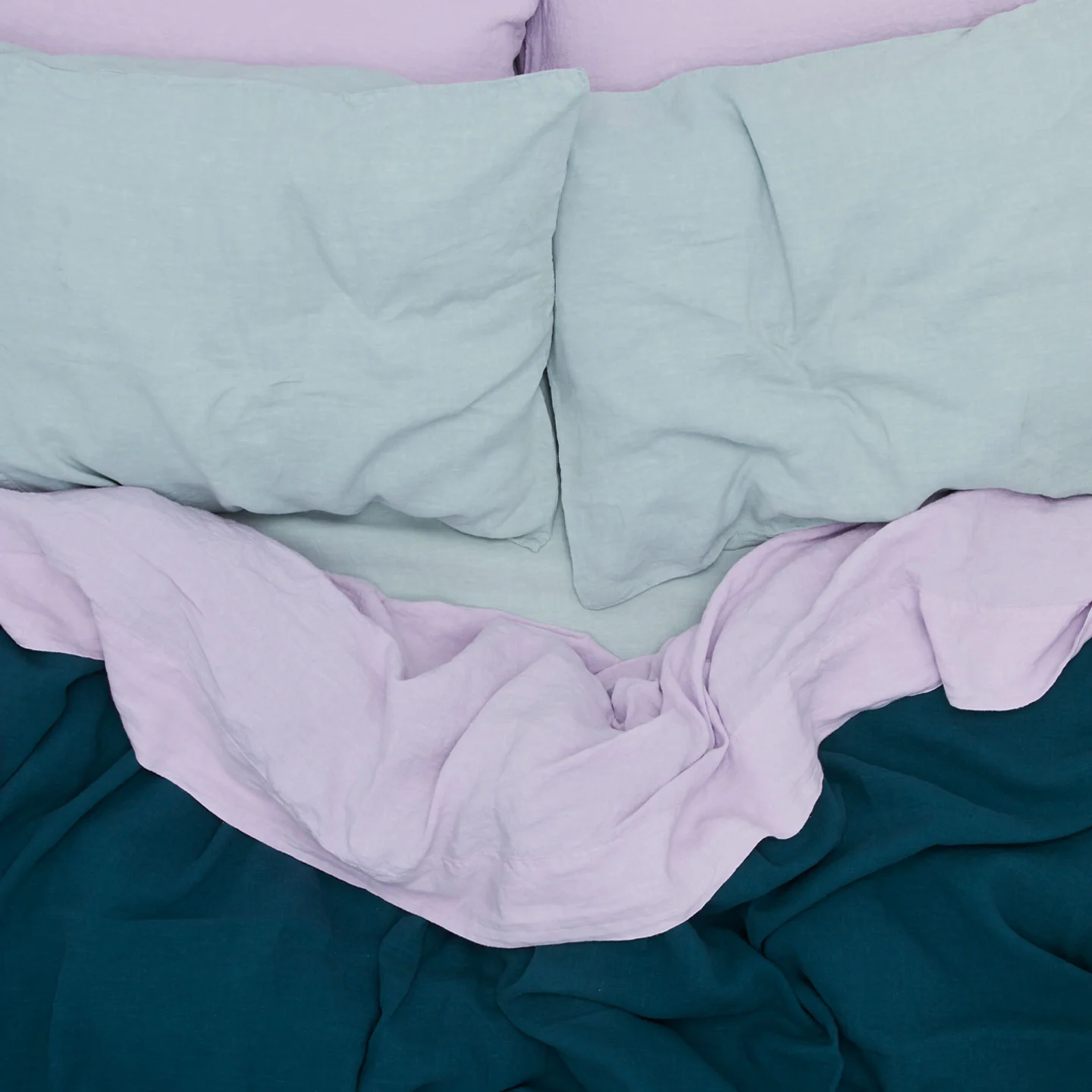 Simple Linen Flat Sheet - Sky - Image 3