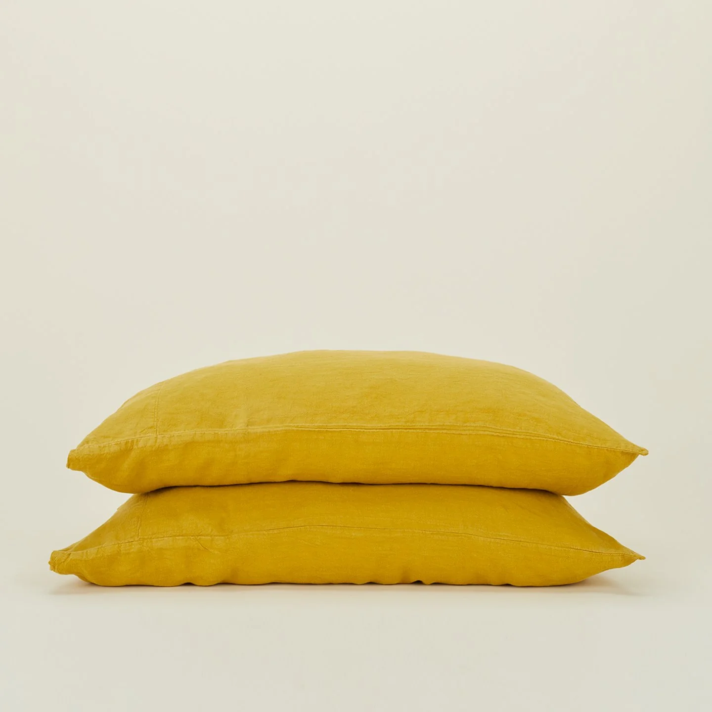 Simple Linen Pillowcases, Set of 2 - Mustard