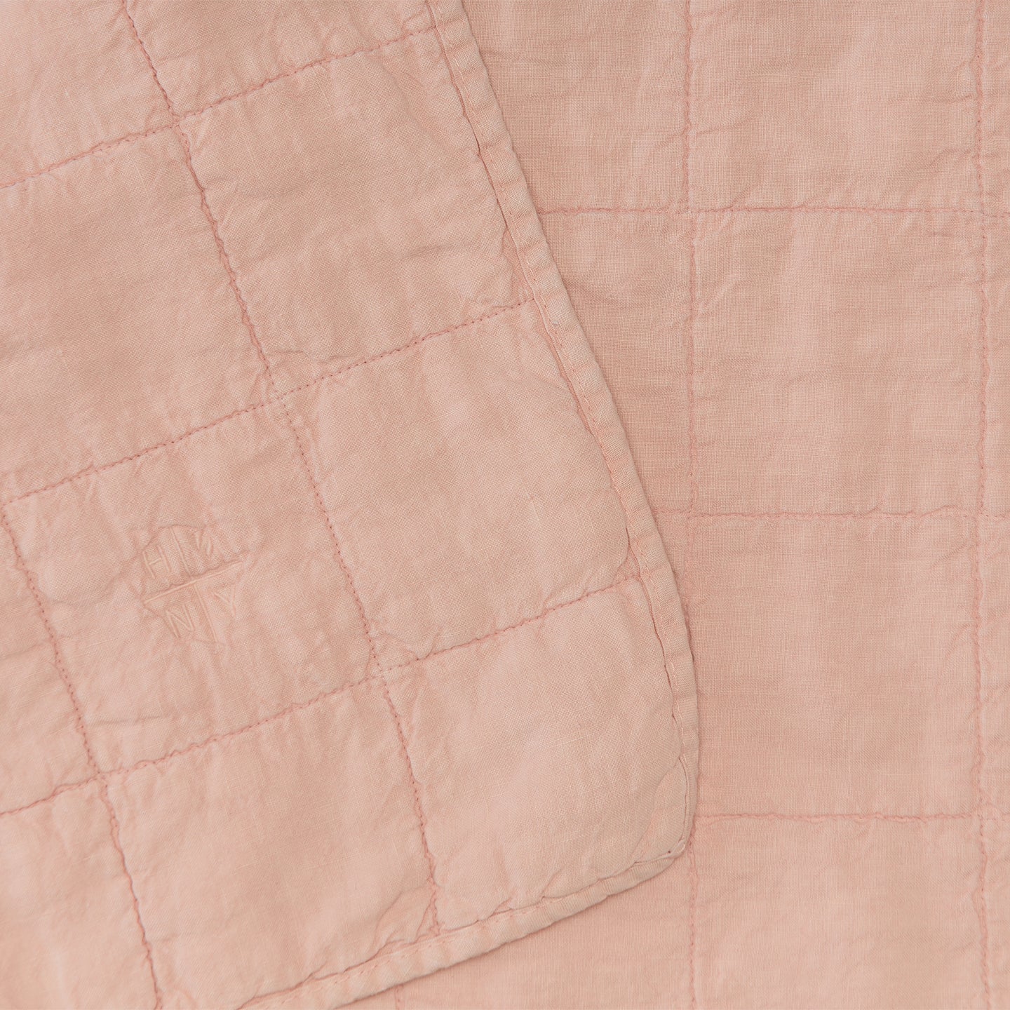 Simple Linen Quilted Throw - Blush - Image 3