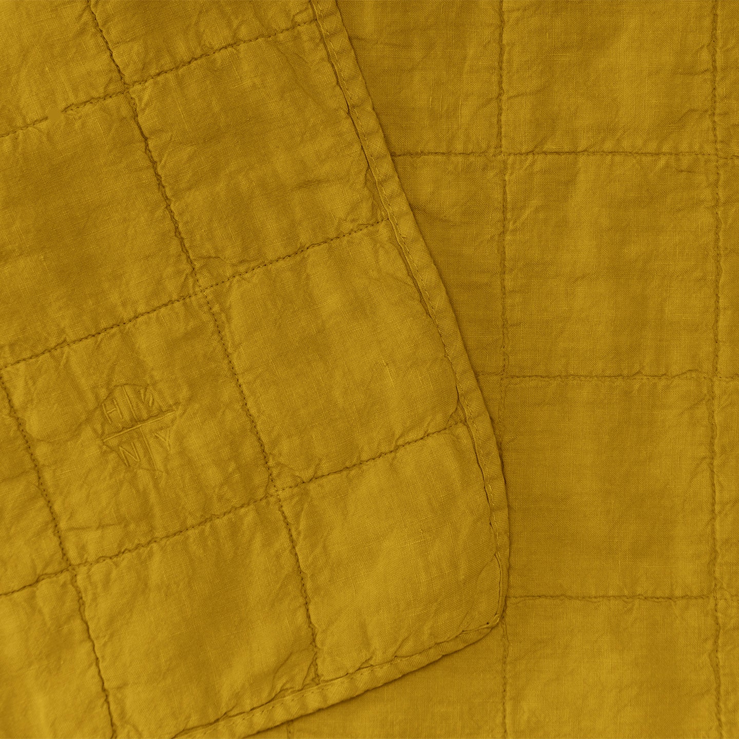 Simple Linen Quilted Throw - Mustard - Image 3