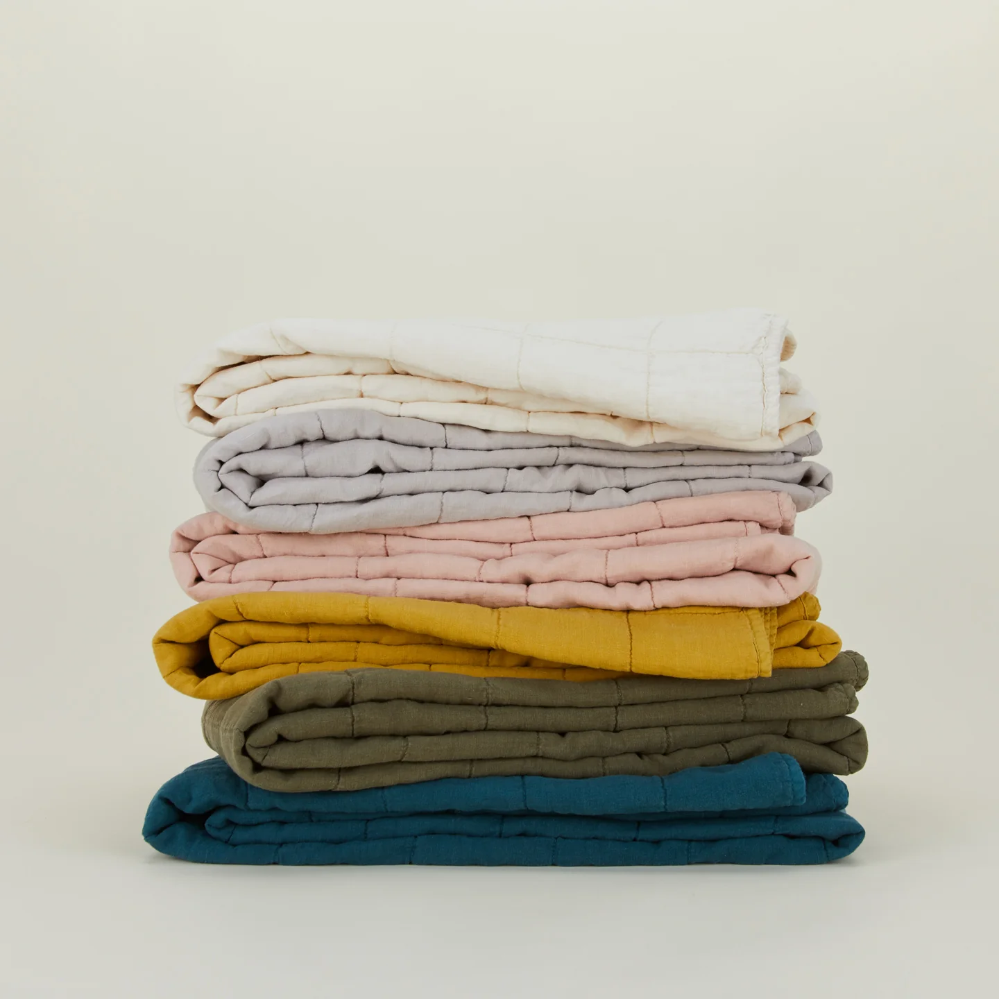 Simple Linen Quilted Throw - Mustard - Image 4