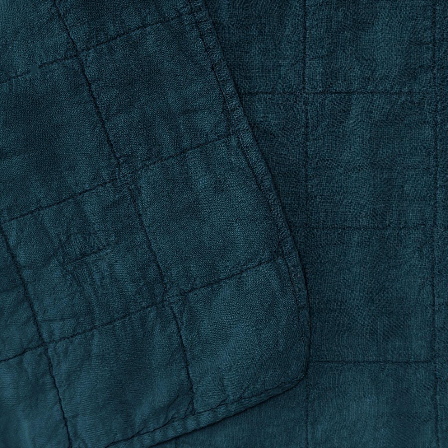 Simple Linen Quilted Throw - Peacock - Image 3