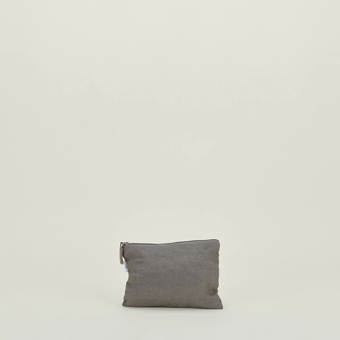 Simple Linen Zipper Pouch - Dark Grey - Image 4