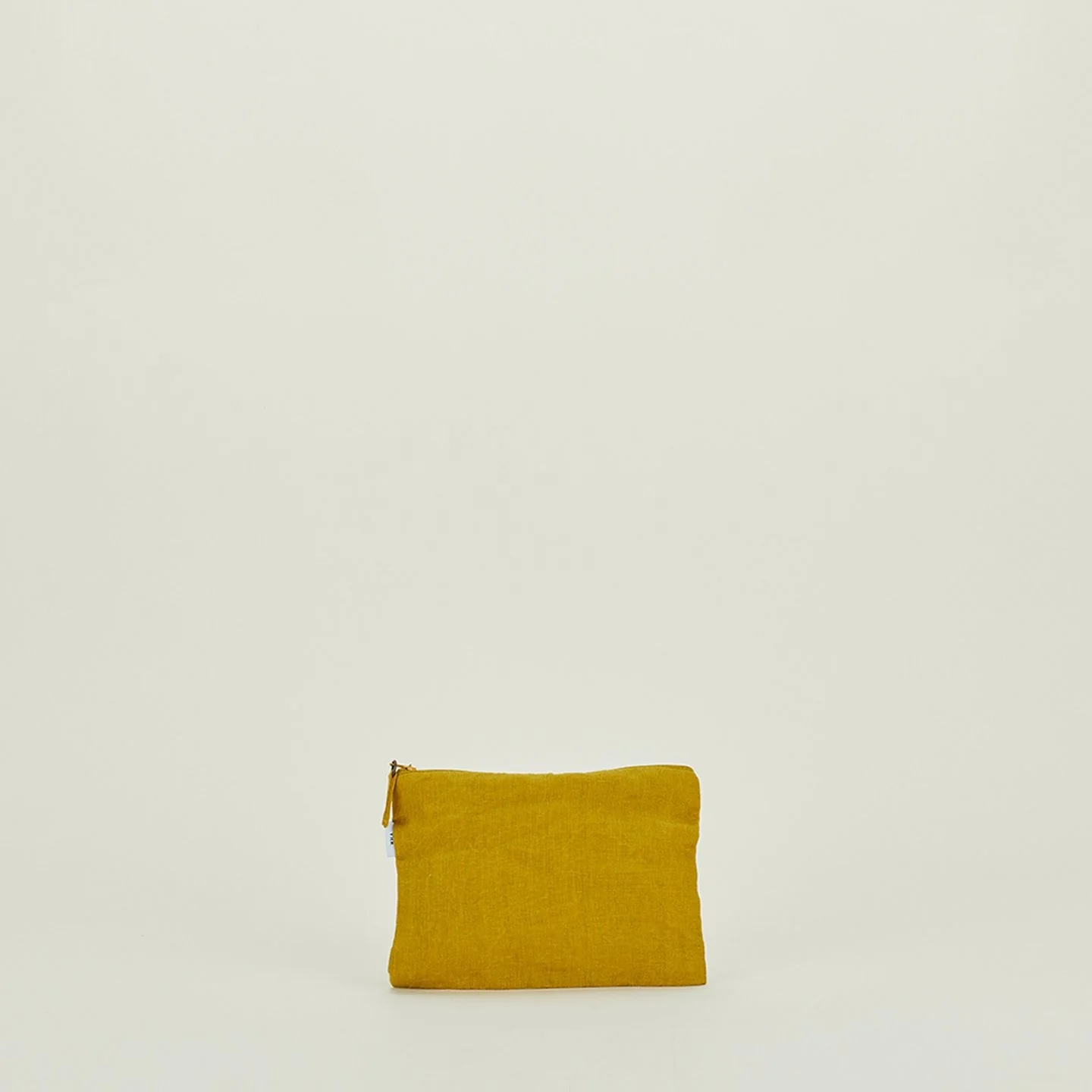 Simple Linen Zipper Pouch - Mustard - Image 4
