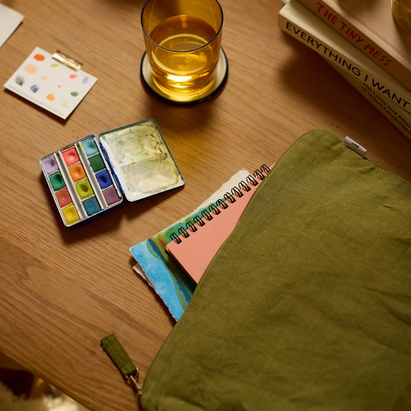 Simple Linen Zipper Pouch - Olive - Image 6