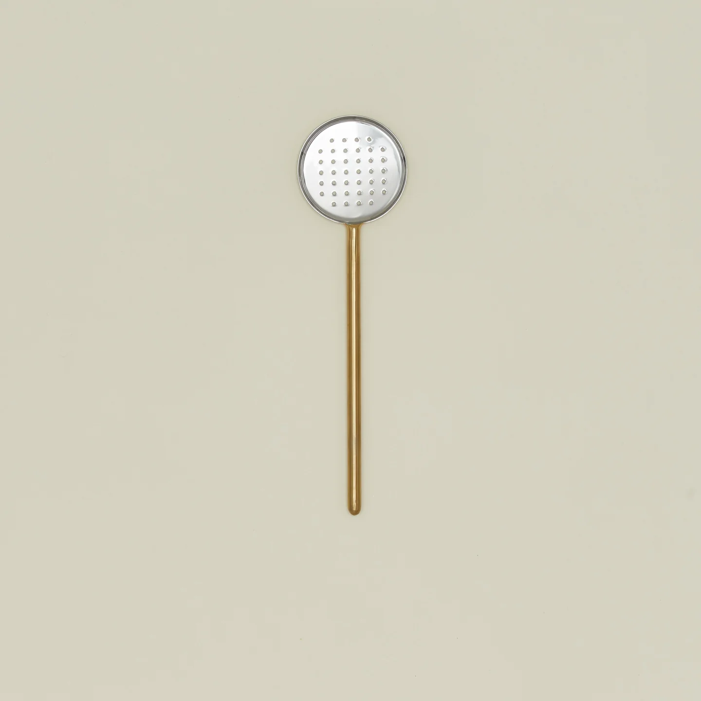 Simple Metal Flat Slotted Spoon - Brass - Image 3