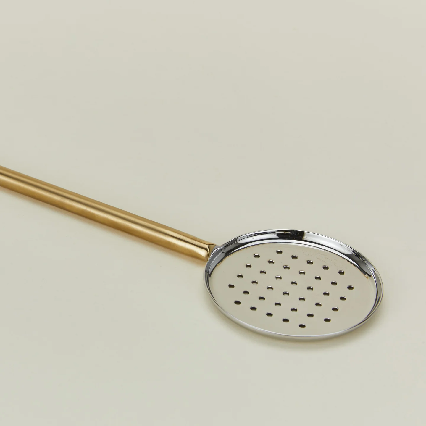 Simple Metal Flat Slotted Spoon - Brass - Image 4