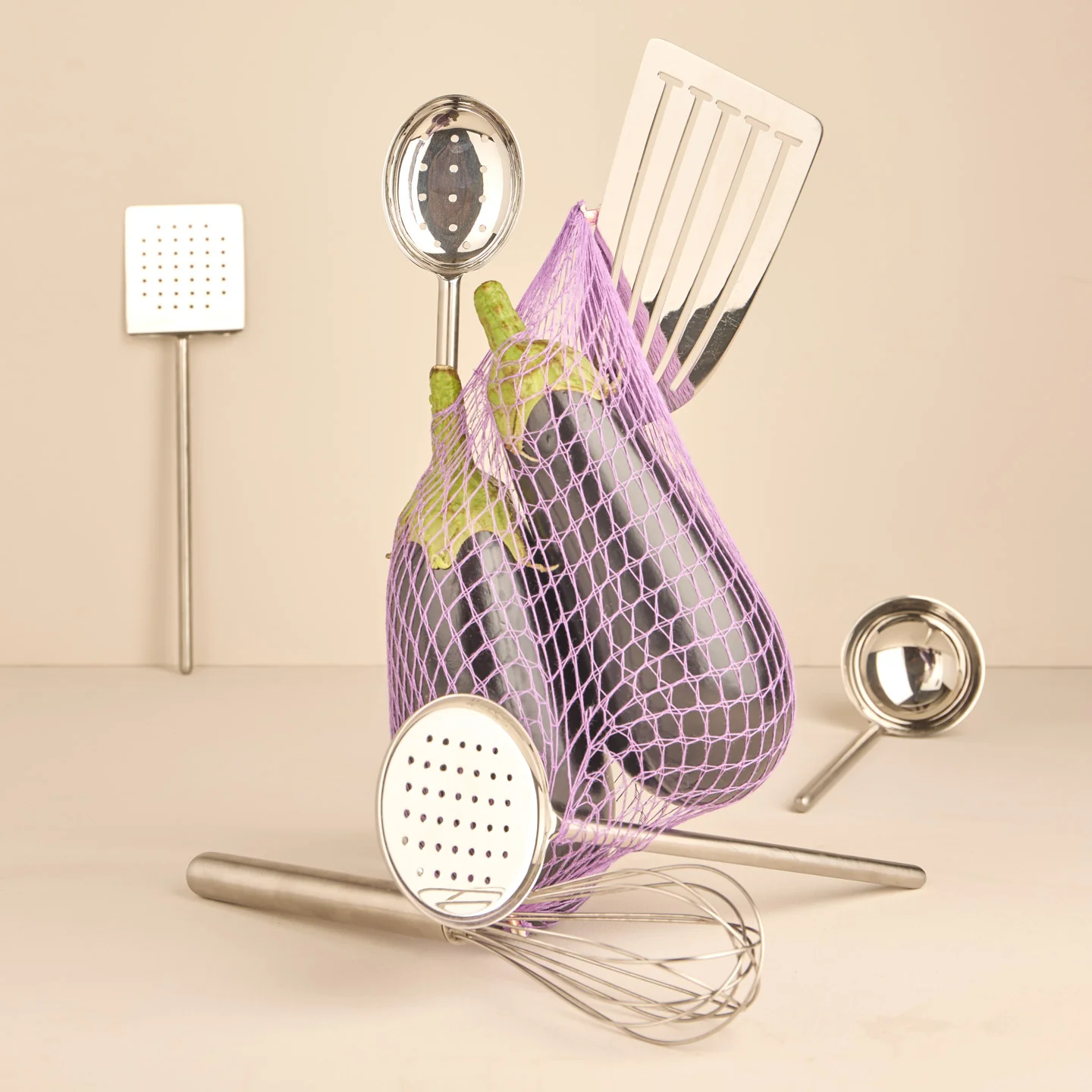 Simple Metal Flat Slotted Spoon - Silver - Image 6
