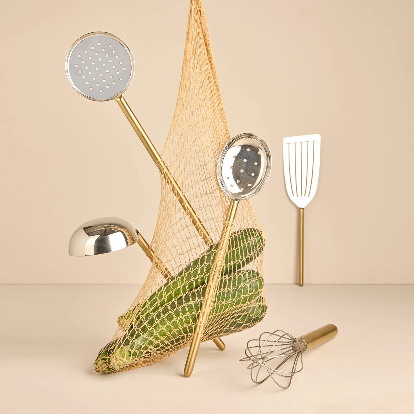 Simple Metal Slotted Spoon - Brass - Image 6