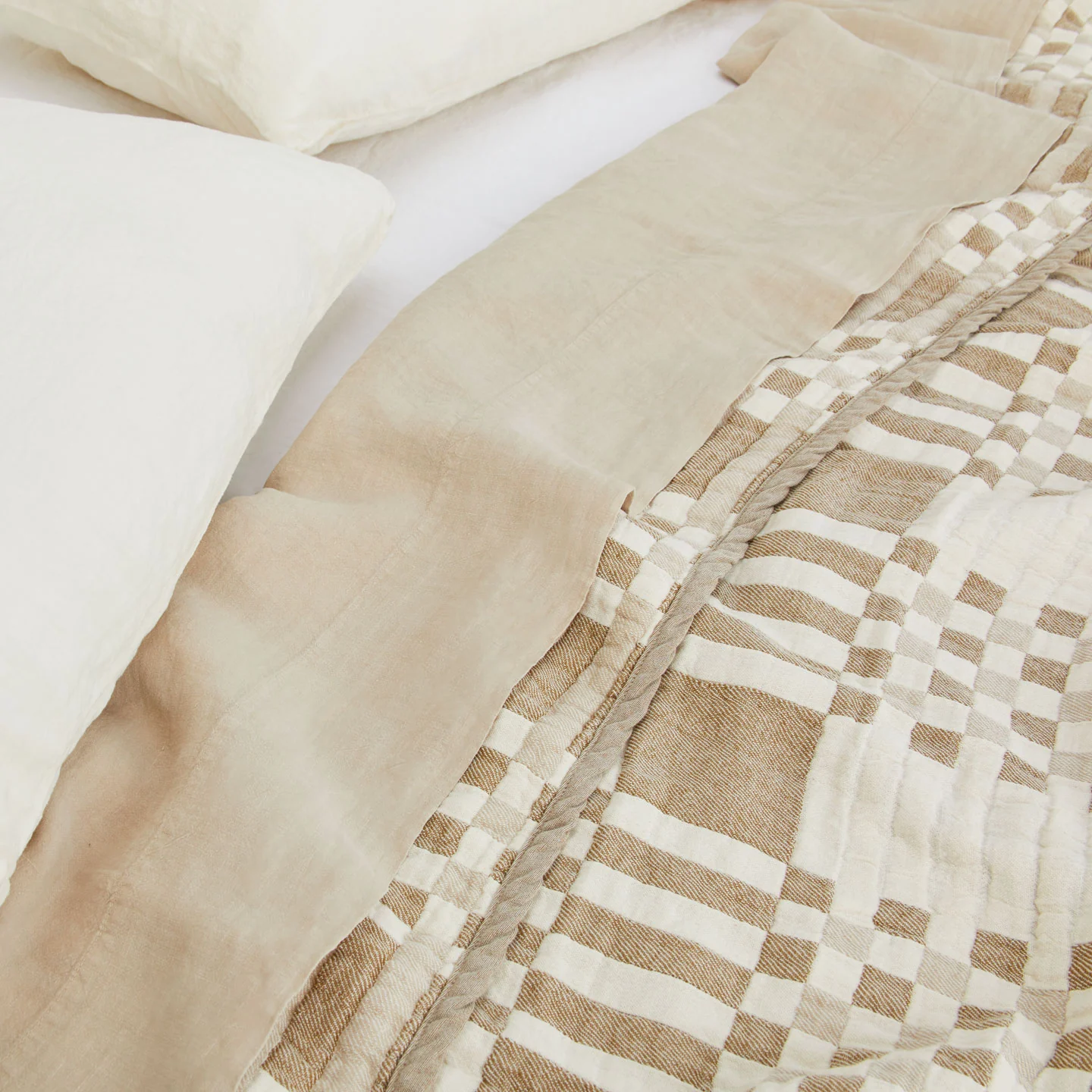 Simple Plaid Blanket - Ivory/Flax - Image 2
