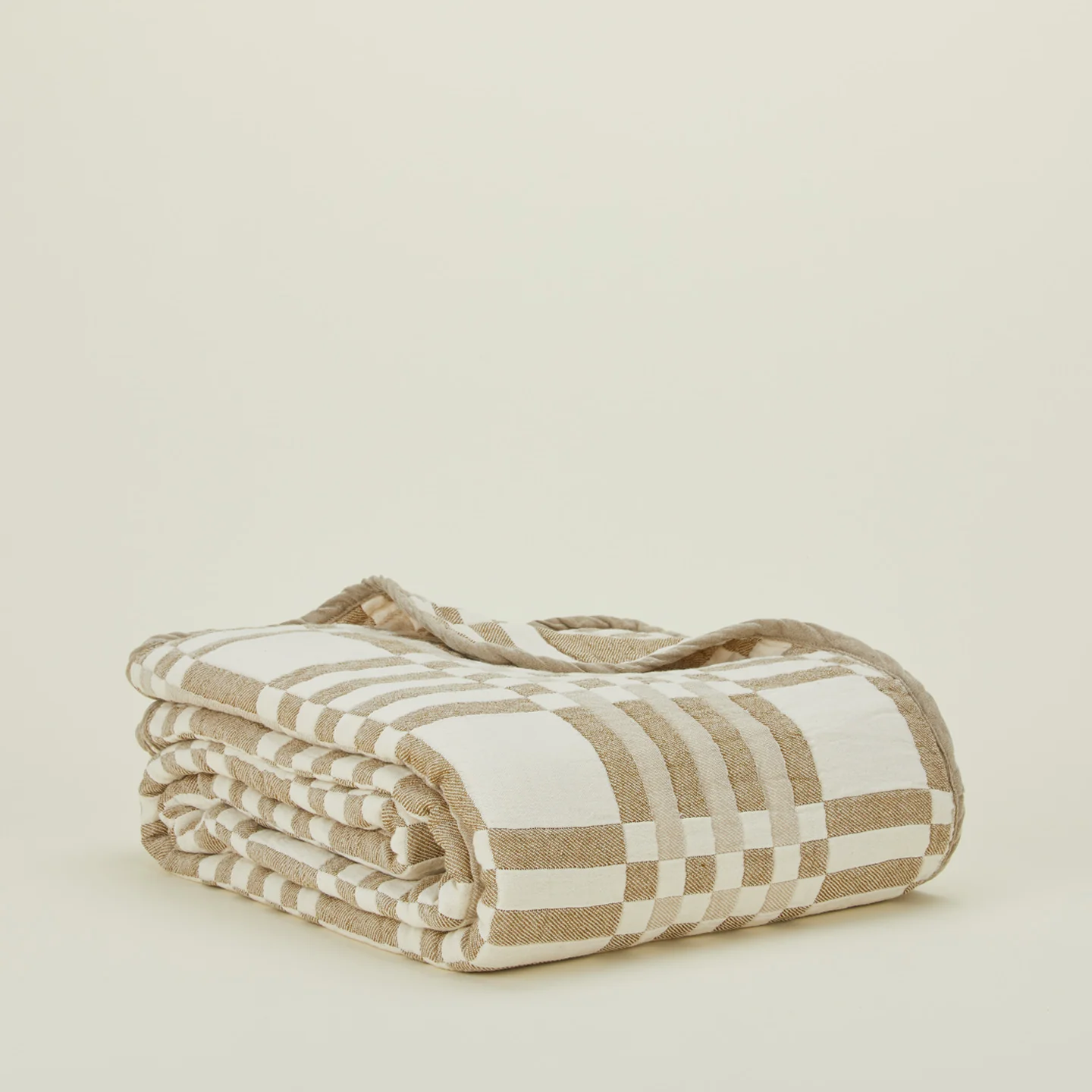Simple Plaid Blanket - Ivory/Flax - Image 3