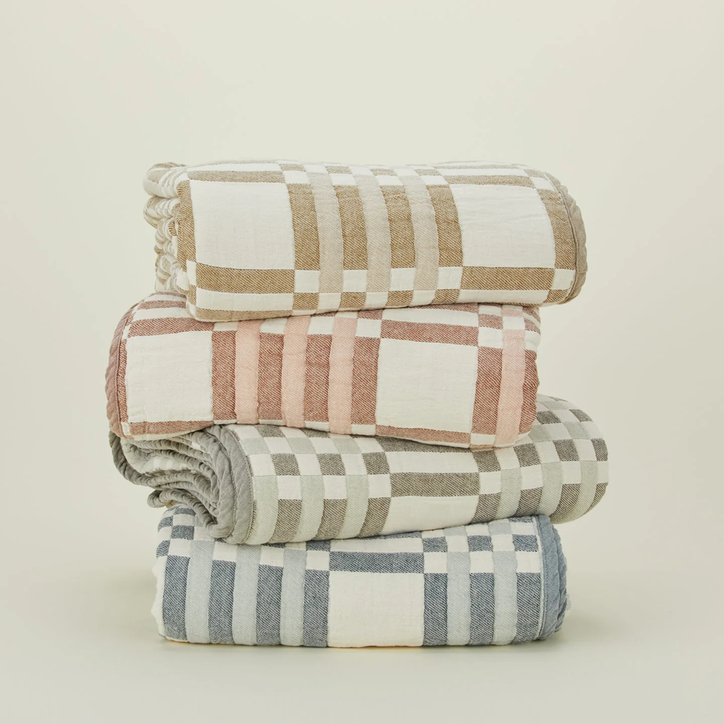 Simple Plaid Blanket - Ivory/Flax - Image 5