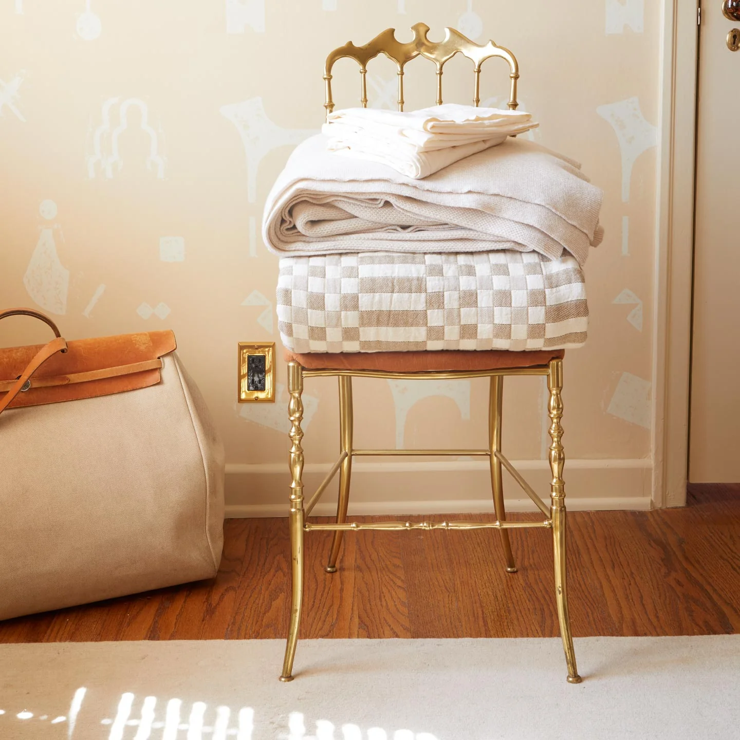 Simple Plaid Blanket - Ivory/Flax - Image 6