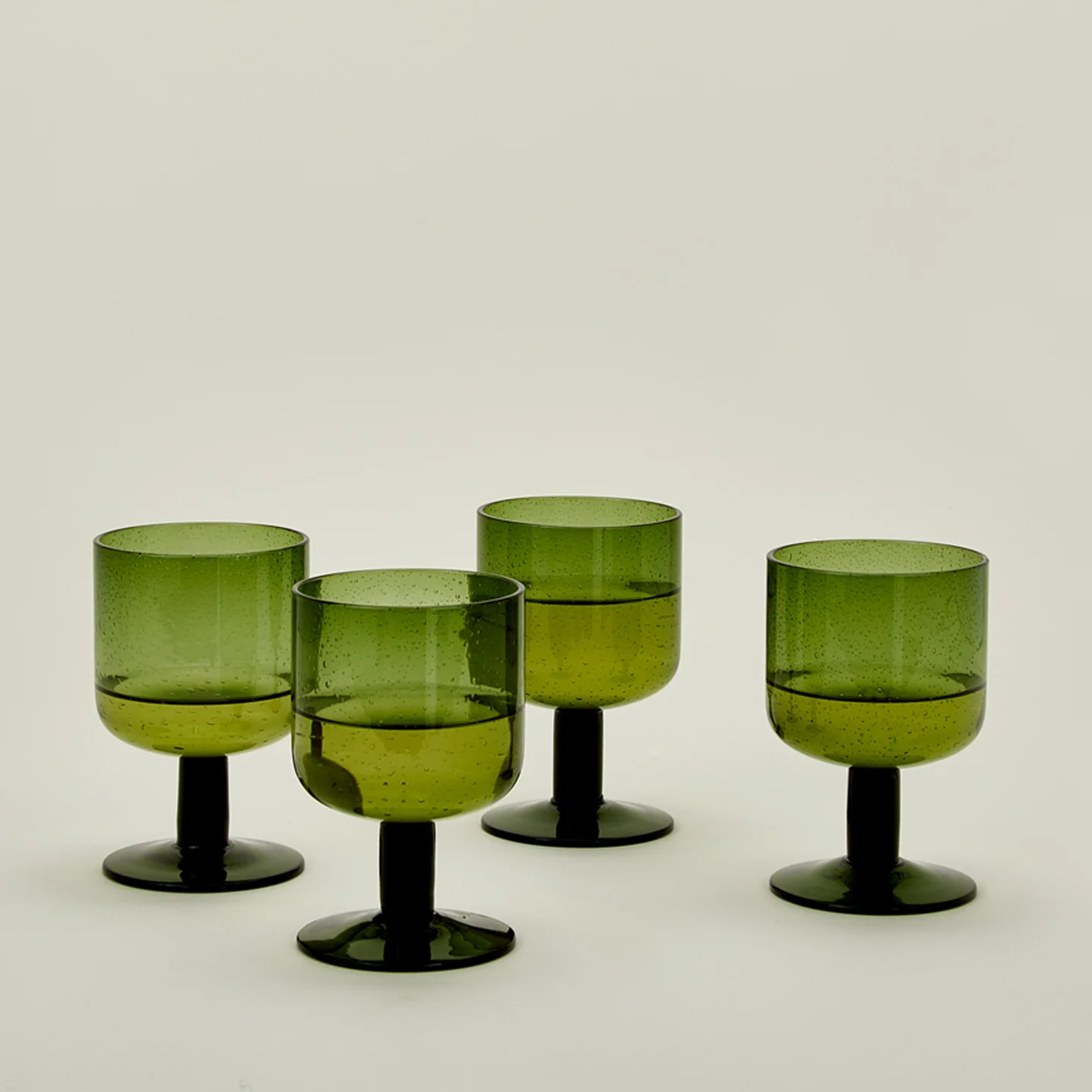 Simple Seeded Glassware, Set of 4 - Olive - Image 2