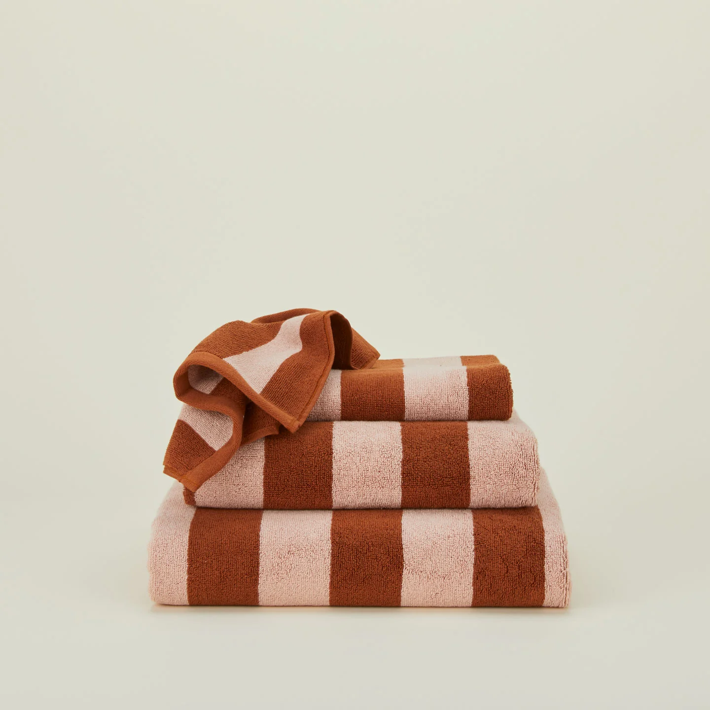 Simple Striped Terry Towel - Blush/Terracotta - Image 2