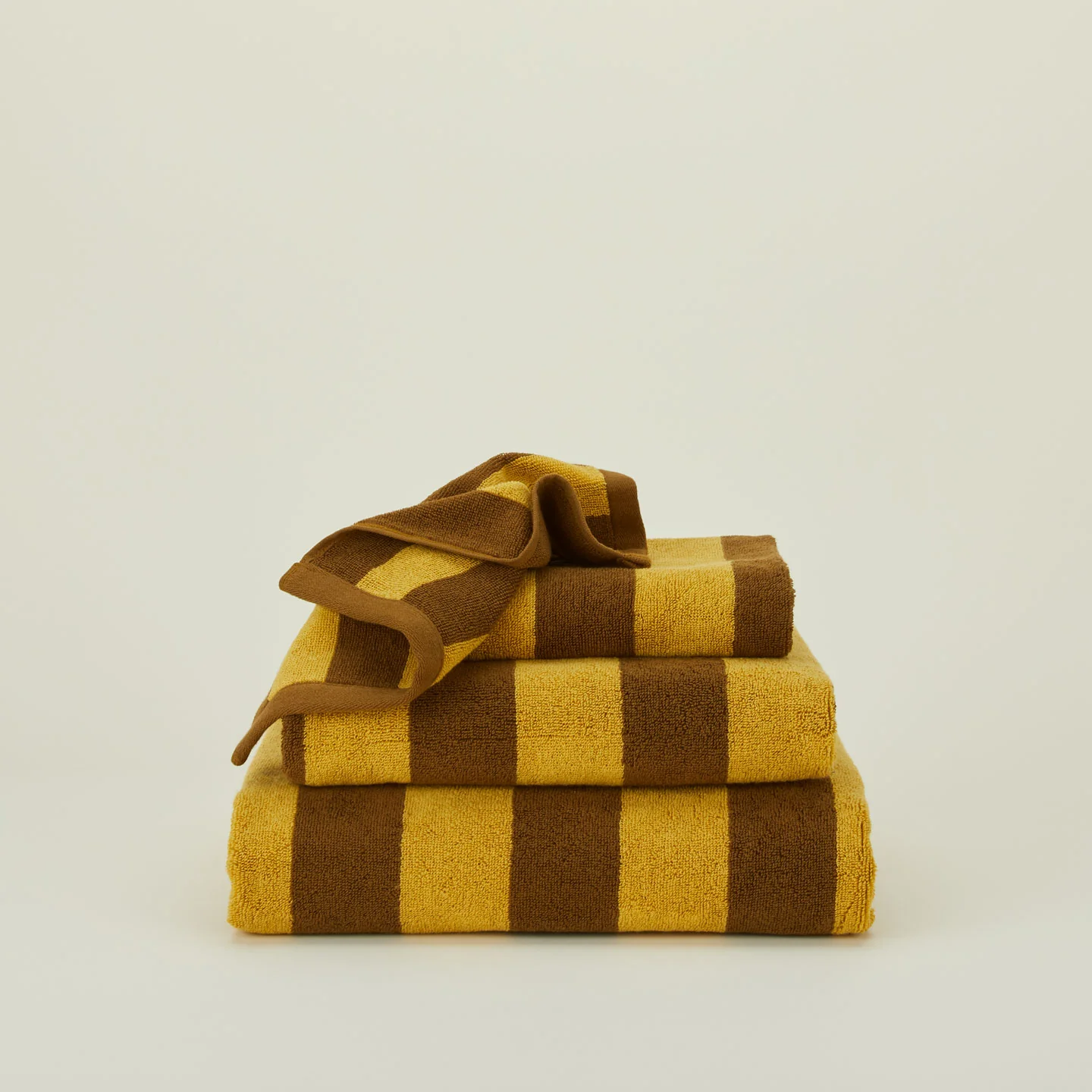 Simple Striped Terry Towel - Mustard/Bronze - Image 2