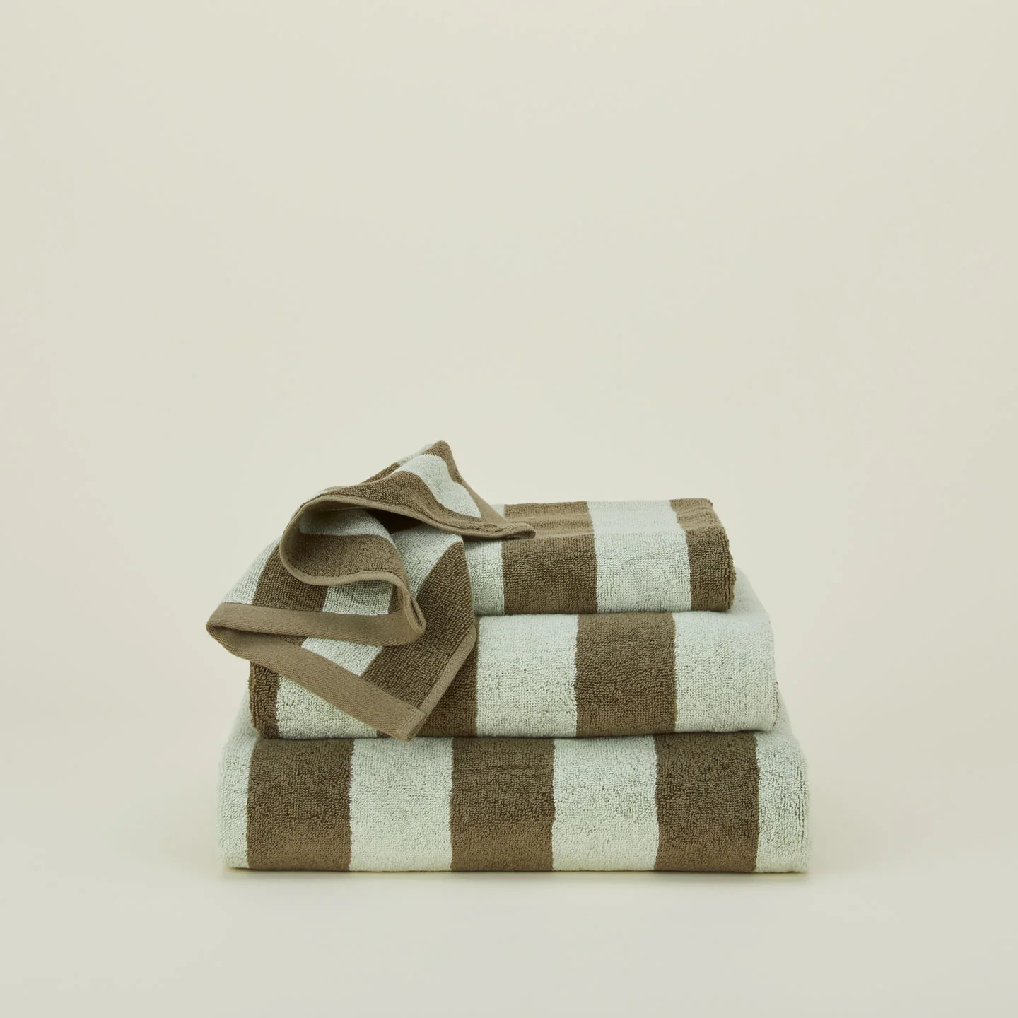 Simple Striped Terry Towel - Sage/Olive - Image 2