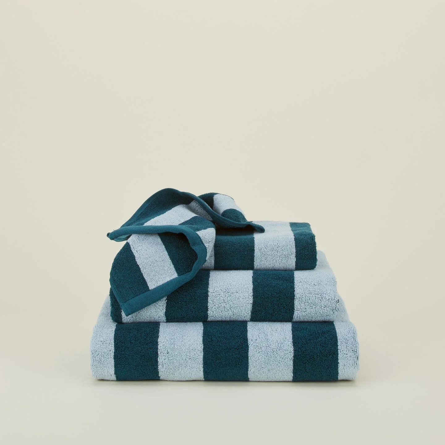 Simple Striped Terry Towel - Sky/Peacock - Image 2
