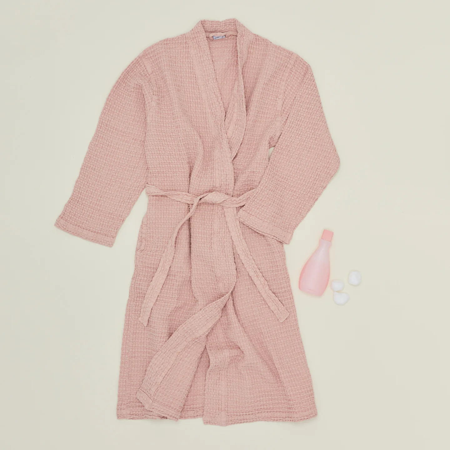 Simple Waffle Bathrobe - Blush - Image 3